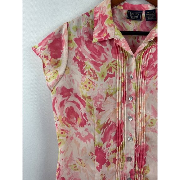 Laura Scott Petite Medium Floral Button-Up Blouse - Picture 2 of 5